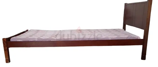 Solid Wood Single Bed Frame with Headboard - Good Condition