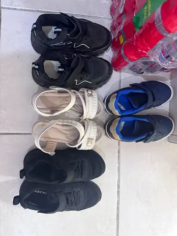 Lot of 4 kids shoes - sneakers and sandals, gently used