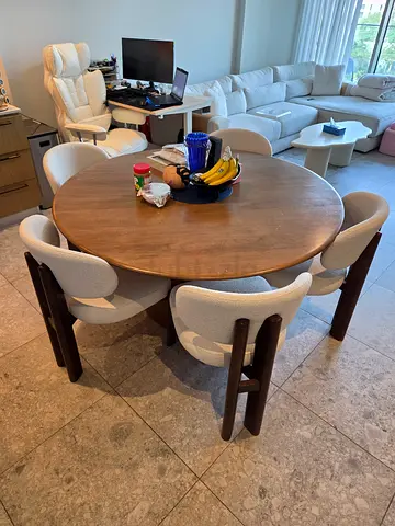 West Elm Anton Round Dining Table, 150 cm, Burnt Wax Finish (Table Only)