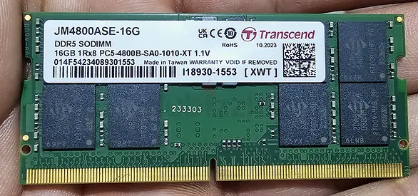 Transcend 16GB DDR5 SODIMM (JM4800ASE-16G) Laptop RAM