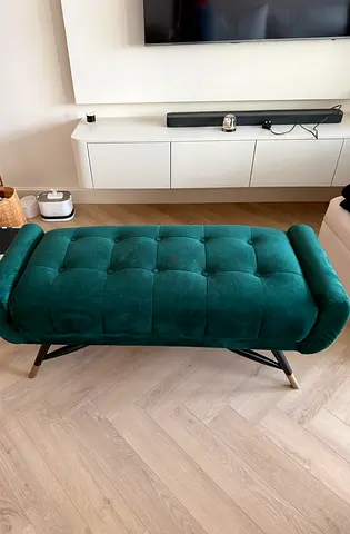 Velvet Bench with wooden Legs - excellent Condition