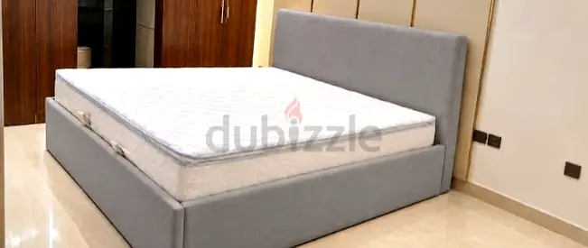 King size 180×200 cm upholstered storage bed with mattress - light grey
