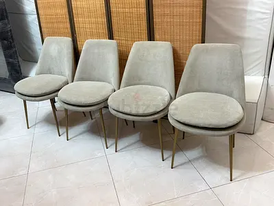 west elm Set of 4 Modern Upholstered Dining Chairs - Light Grey