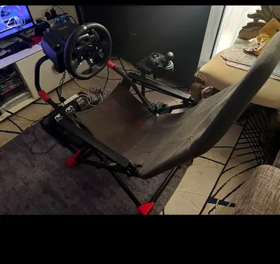 Racing Wheel Stand with Seat and Logitech-style Wheel for Console/PC