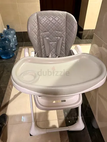 Easy-clean adjustable baby high chair with tray (grey)
