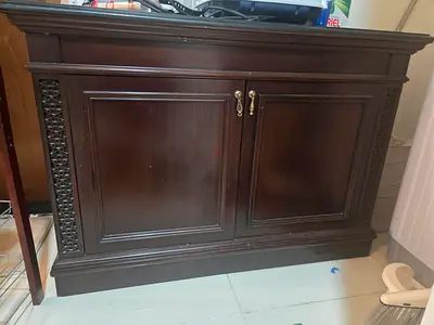 Solid wood storage cabinet / sideboard - dark brown, good condition