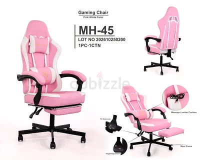 Pink MH-45 Gaming/Office Chair with Footrest & Massage Lumbar