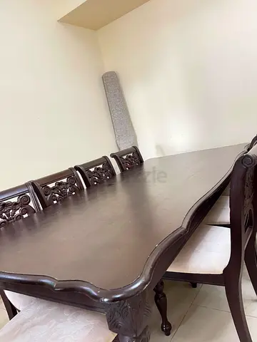 Moving out | Solid Wood Carved Dining Table with 8 Chairs