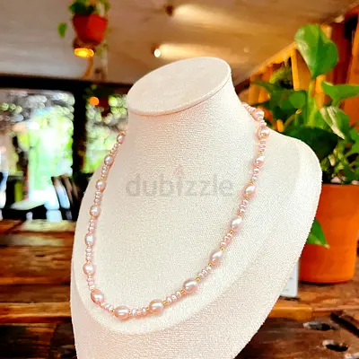 Light pink freshwater pearl necklace - delicate elegant strand
