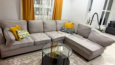 Light grey L-shaped 5-seater sofa with chaise - good condition