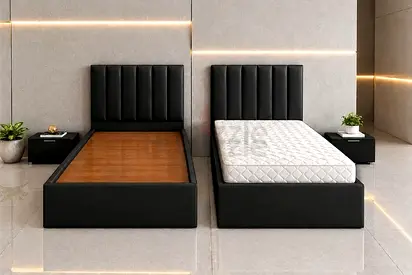 90/190 cm single black beds with Mattress Available