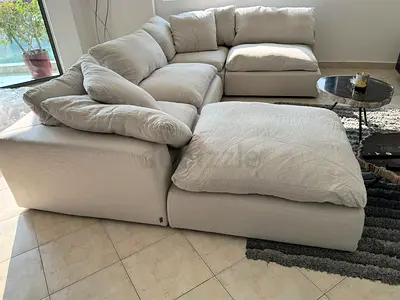 Marina home luscious Modular feather filled sofa with footstool Beige