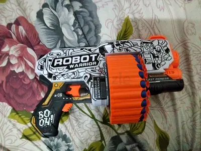 Toy Dart Blaster - Robot Warrior Revolving Nerf-Style Gun (Good Condition)