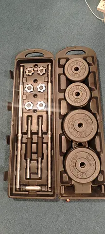 Adjustable dumbbell set with barbell connector and weight plates 50 kg