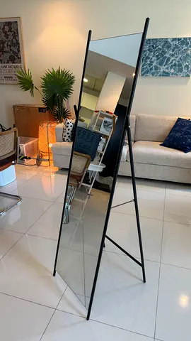 Full-Length Freestanding Leaner Mirror with Black Metal Frame