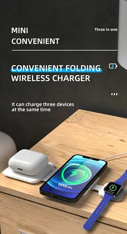 3-in-1 Foldable Wireless Charger - Phone, Watch & Earbuds