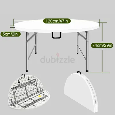 Round 120cm Folding Plastic Table – Portable Party/BBQ Table
