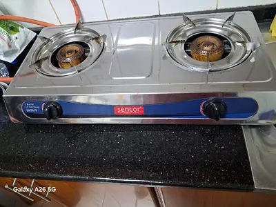 Sencor 2-Burner Stainless Steel Gas Stove - Preowned, Working with cylinder