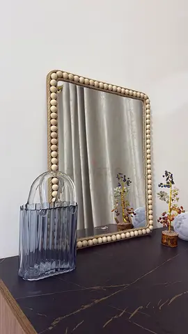 Decorative Beaded Frame Wall Mirror - Vintage Cream