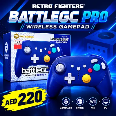 Retro Fighters BattleGC Pro Wireless Gamepad - Blue (GameCube/Switch/Wii/PC)