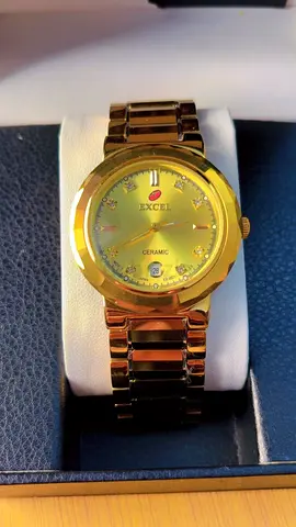 Excel Ceramic Gold-Tone Women's Watch with Date — Excellent Condition