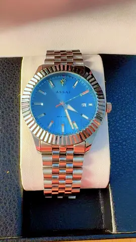 ASSAF men's stainless steel watch with blue dial