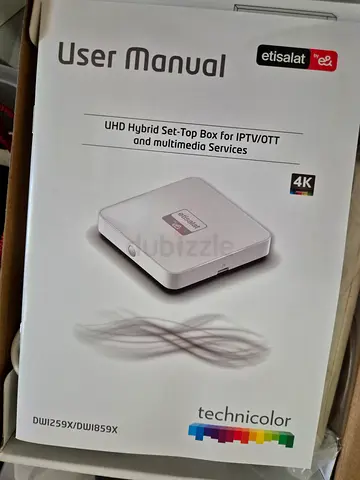 Technicolor Etisalat UHD Hybrid Set-Top Box (User Manual shown) - 4K IPTV/OTT Box