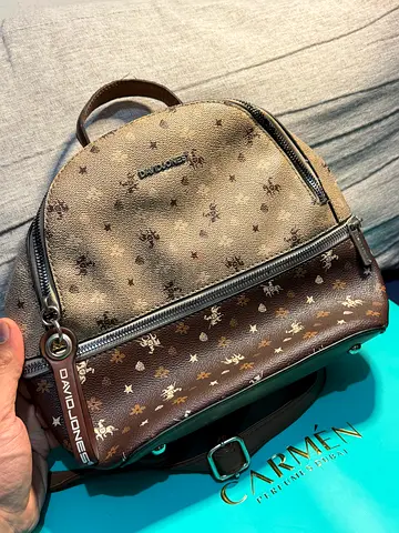 David Jones small brown monogram backpack - gently used