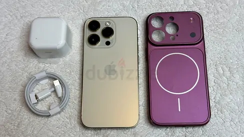 Iphone 14 pro 128gb gold with case and charger