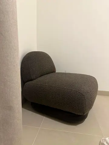 Modern boucle lounge chair — compact cozy accent chair