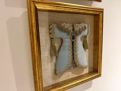 Framed Decorative Embroidered Robe Shadow Box - Blue Silk Accent