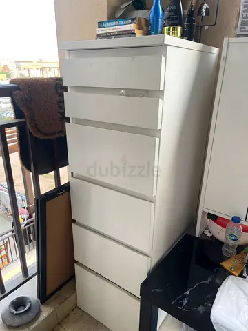 Slim 6-Drawer Chest with Mirror - White