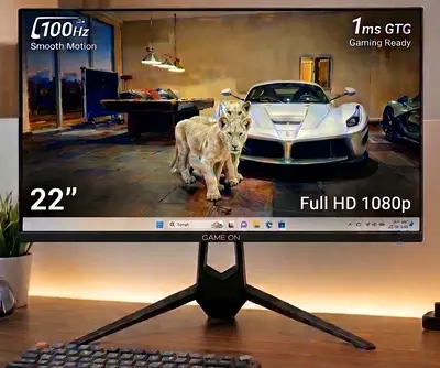 *NEGOTIABLE* GameOn 22" FHD 100Hz IPS Gaming Monitor | 1ms | Like New, Protective Film Still On