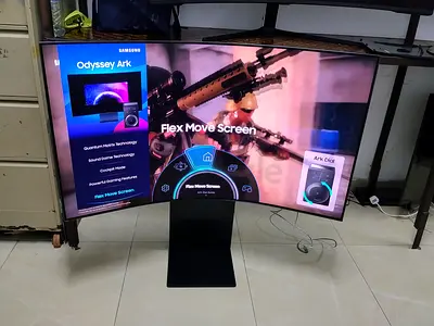 The Samsung Odyssey Ark 2nd Gen Monitor (Model G97NC) is a massive 55-inch curved 4K UHD gaming and