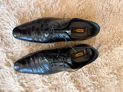 Zilli Black Croco Leather Oxford Shoes