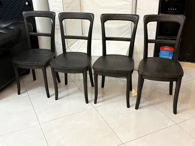 pottery barn Set of 4 Wooden Dining Chairs - Dark Finish, Solid Frame