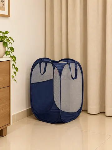 Collapsible Pop-up Laundry Hamper / Clothes Basket - Navy