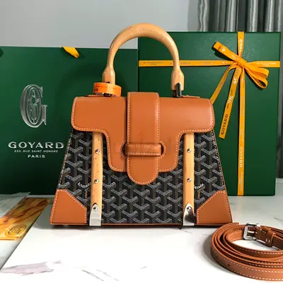 Goyard Saigon Structure PM Bag in Black & Tan