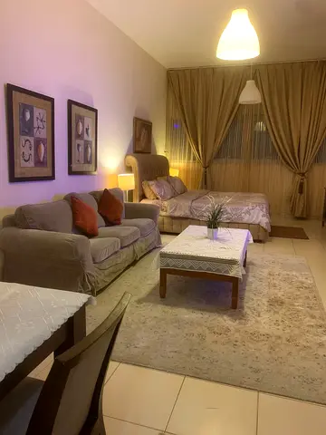 Furnished studio for monthly rent 🏡 in Ajman One Tower, Al Rashidiya 3 ✔️ Includes utilities, internet, and parking ⚡📶 Ready for immediate occupancy