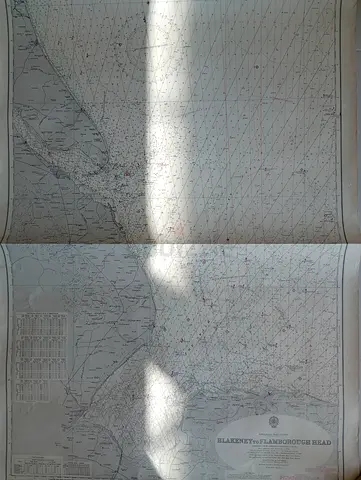 Vintage nautical chart: Blakeney to Flamborough Head