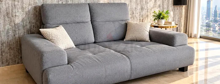 Gray 2-Seater Fabric Sofa in Good Condition
