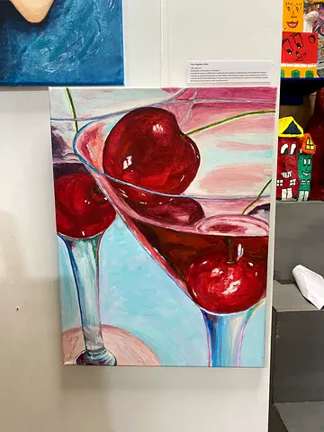 Original Cherry Still Life Acrylic Painting on Canvas