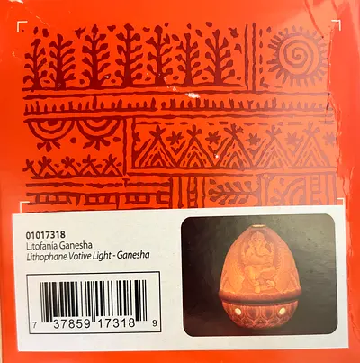Litofania Ganesha Lithophane Votive Light - Decorative Night Lamp