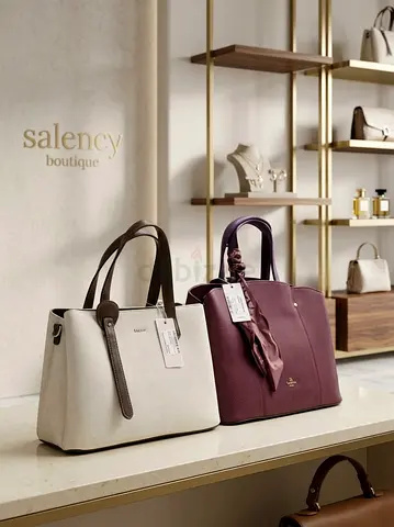 Salency boutique leather tote bags - cream and plum set (like new)