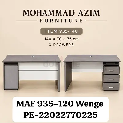 Mohammad Azim MAF 935-120 Wenge Office Desk with 3 Drawers (140x70x75 cm)
