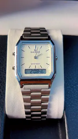 Vintage look Loravel dual-display stainless steel watch - working