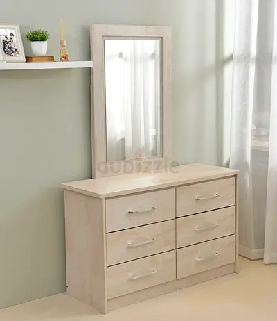 Light Wood 6-Drawer Dresser with Mirror - Pan Home - Athenas