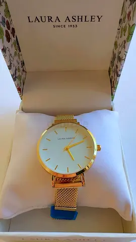 Laura Ashley gold-tone women's wristwatch with mesh strap (boxed)