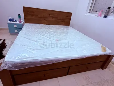 Wooden Double Bed with Storage Drawers - Good Condition (can be given cot and bed separately)