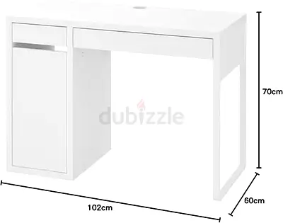 IKEA MICKE White compact study table with storage cabinet - good condition